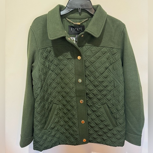 Isaac Mizrahi Women's Jacket S Estate Mixed Media Quilted Green - Picture 3 of 8